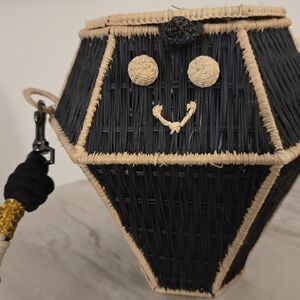 Min & Mon Black and Tan Handwoven Basket Purse